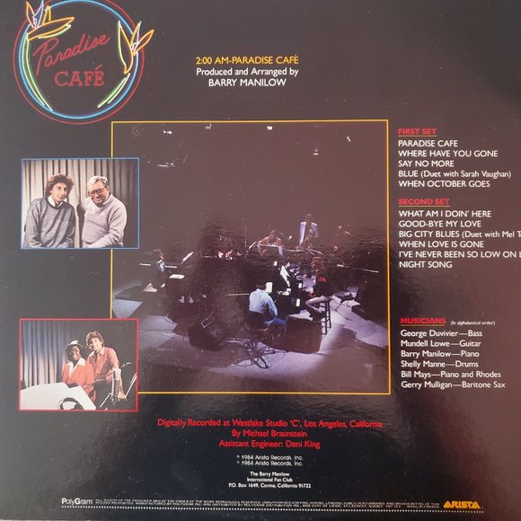 Barry Manilow Paradise Cafe Vinyl Record - Picture 2 of 2